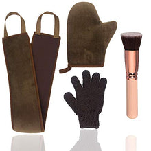 Load image into Gallery viewer, 4 Pack Self Tanning Mitt Applicator Kit, with Self Tanning Glove, Self Tan Back Applicator, Exfoliating Glove, Flat Top Self Face Tanner Brush, for Self Sunless Tan Fake Bake Tan (brown)