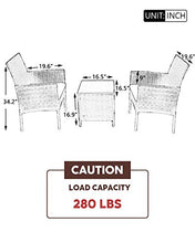 Load image into Gallery viewer, MOOSENG Outdoor Patio Furniture Sets, 3 Pieces Rattan Wicker Chairs, Garden Lawn Conversation with Cushioned and Glass Coffee Table for Lounge, Backyard Pool, Brown