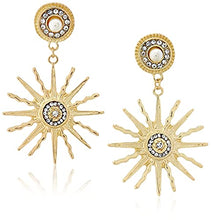 Load image into Gallery viewer, Ancient Roman Sunflower Personality Creative Flashing Rhinestones and Pearl Exaggerated Earrings with S925 Silver needle for Women Girl Gifts Valentines/Birthday/ Anniversary / Mother’s Day