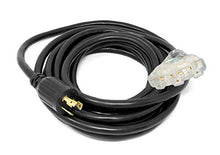 Load image into Gallery viewer, WEN PC2525-3 25 ft. 30-Amp 10-Gauge SJTW Fan-Style 10/3 Generator Extension Cord (converts L5-30R to three 5-20R outlets),Black