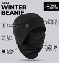 Load image into Gallery viewer, Helmet Liner Beanie with Mask - Cycling, Running, Motorcycle & Construction Fleece Winter Hat Skull Cap. Thermal Headwear Ear Warmer. Cold Weather Gear for Hard Hats & Football, Ski, Snowboard Helmets
