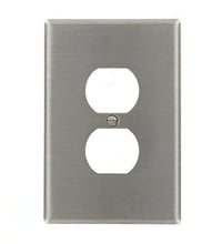 Load image into Gallery viewer, Leviton 84103-40 1-Gang Duplex Device Receptacle Wallplate, Oversized, Device Mount, Stainless Steel