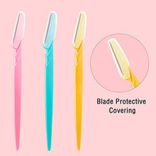Load image into Gallery viewer, 60 Pieces Eyebrow Razor Shaper Trimmer Shaver Women Facial Razor with Precision Cover (Pink, Blue, Yellow)