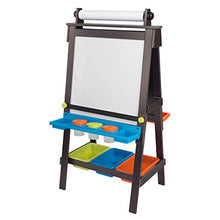 Load image into Gallery viewer, KidKraft Wooden Storage Easel with Dry Erase and Chalkboard Surfaces, Children's Art Furniture - Espresso, Gift for Ages 3+ 25.2 x 23.2 x 47.6