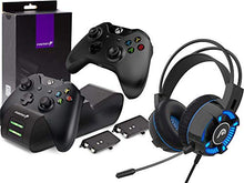 Load image into Gallery viewer, Fosmon Dual Controller Charger with 2 Rechargeable Batteries and Gaming Headset with Mic Compatible with Xbox One/One X/One S Elite (Not for Xbox Series X/S 2020) Controllers