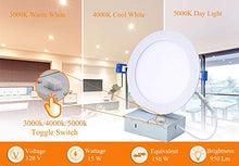Load image into Gallery viewer, Cloudy Bay 6 inch 3000K/ 4000K/ 5000K Three Color Temperature Selectable, Dimmable 15W CRI 90+ LED Recessed Light, IC Rated, Air Tight,Ultra Thin Recessed Downlight with Junction Box, White, 6PK