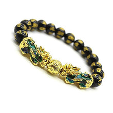 Load image into Gallery viewer, Feng Shui Prosperity 10mm Hand Carved Mantra Bead Bracelet with Double Color Changed Pi Xiu/Pi Yao Attract Wealth and Good Luck