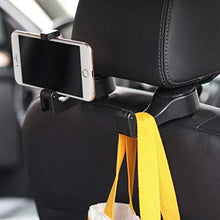 Load image into Gallery viewer, Universal Multifunctional Car Vehicle Back Seat Headrest Mobile Phone Holder Hanger Holder Hook for Bag Purse Cloth Grocery (Black Set of 2)