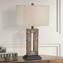 Load image into Gallery viewer, Tahoe Rustic Table Lamp Natural Stale Rectangular Box Shade for Living Room Family Bedroom Bedside Nightstand Office - Franklin Iron Works