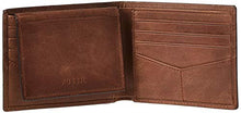 Load image into Gallery viewer, Fossil Men's Derrick Leather RFID-Blocking Bifold Passcase with Removable Card Case Wallet, Brown