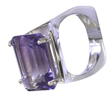 Load image into Gallery viewer, 55Carat Natural Amethyst Ring for Men Sterling Silver February Birthstone Rectangle Prong Size 5,6,7,8,9,10,11,12