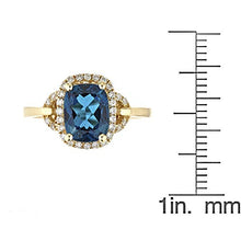 Load image into Gallery viewer, Gin & Grace 10K Yellow Gold Genuine London Blue Topaz Ring with Diamonds for women | Ethically, authentically & organically sourced (Cushion-cut) shaped London Blue Topaz hand-crafted jewelry for her | London Blue Topaz Ring for women
