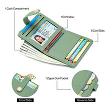 Load image into Gallery viewer, POIUGOYA Slim Wallet for Women, Leather Bifold RFID Blocking Credit Card Holder with Keychain, Zipper Coin Pocket & ID Window
