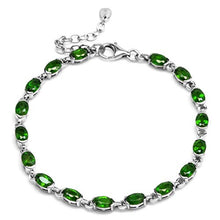 Load image into Gallery viewer, Silvershake Genuine Green Chrome Diopside 925 Sterling Silver Half Bazel Set Tennis Bracelet