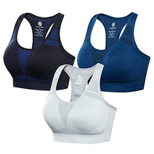 Load image into Gallery viewer, QUANTUMAX Sports Bra for Women Pack 3 - Supportive Racerback Seamless High Elastic Outdoor Workout Running Bras Yoga Daily Exercise