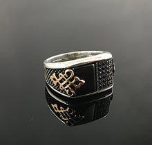 Load image into Gallery viewer, KAR 925K Stamped Sterling Silver Black Onyx w/ 36 Cubic Zircone Stone Men's Ring K7A (8)