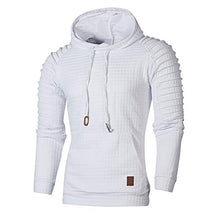 Load image into Gallery viewer, GOVOW Men's Outerwear Light Jackets Autumn Long Sleeve Plaid Hoodie Sweatshirt Top Tee Blouse (XX-Large, White)
