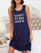 Load image into Gallery viewer, Avidlove Cute Nightgowns for Women Sexy Chemise Sleepwear Racerback Sleeveless Sleep Dress Navy Blue