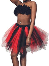 Load image into Gallery viewer, Nicute Tutu Skirt Dance Tulle Skirts Elastic Tutu Costume Halloween Ballet Skirt for Women and Girls (Black and Red)
