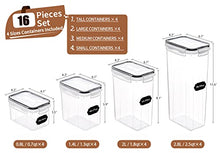 Load image into Gallery viewer, PRAKI Airtight Food Storage Container Set, 16 Pcs BPA Free Plastic Dry Food Canisters for Kitchen Pantry Organization and Storage Ideal for Cereal, Flour & Sugar - Labels, Marker(Black)