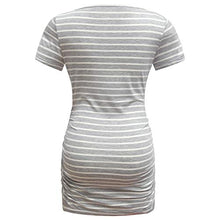 Load image into Gallery viewer, Bearsland Womens Maternity Tshirt 3 Packs Classic Side Ruched Tee Top Mama Pregnancy Clothes,Lakeblue+gyrstripe+Russetred,L