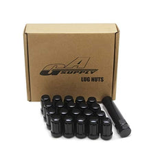 Load image into Gallery viewer, GAsupply 20pcs Black 12x1.5 Lug Nuts, Closed End Acorn Spline Tuner Lug Nuts 1.38" Tall 3/4" Hex Conical/Cone Seat for Aftermarket Wheels, Pack of 20+1 Socket Key