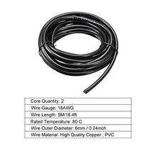 Load image into Gallery viewer, uxcell RVV Wire Cable Extension Cord Copper Wire Electric Conductor 2 Core 18 AWG 5M/16.4ft Length