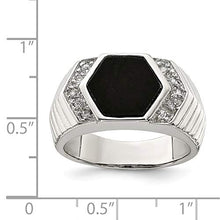 Load image into Gallery viewer, 925 Sterling Silver Mens Cubic Zirconia Cz Black Onyx Band Ring Size 9.00 Man Fine Jewelry For Dad Mens Gifts For Him