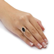 Load image into Gallery viewer, Sterling Silver Marquise Shaped Natural Black Onyx Ring Size 9