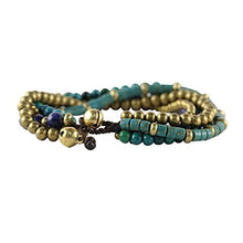 Load image into Gallery viewer, NOVICA Lapis Lazuli Brass Beaded Torsade Bracelet 'Freedom of Expression in Blue'