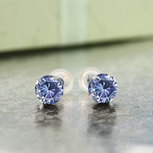 Load image into Gallery viewer, Gem Stone King 14K White Gold Stud Earrings Vivid Persian Blue Round 2.00ct (DEW) Created Moissanite
