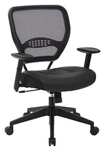 Load image into Gallery viewer, SPACE Seating Professional AirGrid Dark Back and Padded Black Eco Leather Seat, 2-to-1 Synchro Tilt Control, Adjustable Arms and Tilt Tension with Nylon Base Managers Chair