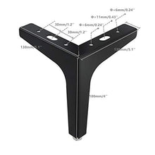 Load image into Gallery viewer, NATGAI Set of 4 Furniture Legs, Modern Furniture Sofa Legs Metal Chrome Polished Table Cabinet Cupboard Feet DIY Replacement Parts (4inch Height, Black)