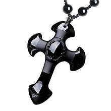 Load image into Gallery viewer, Obsidian Protection Amulet Pendant Necklace for Lord's Prayer Hand Carved Natural Apache Tears (4.8, concave figure)