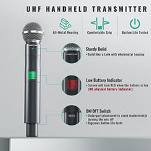 Load image into Gallery viewer, Wireless Microphone System, Phenyx Pro 4-Channel UHF Wireless Mic, Fixed Frequency Metal Cordless Mic with 4 Handheld Dynamic Microphones, 260ft Range, Microphone for Singing,Church,DJ (PTU-5000A)