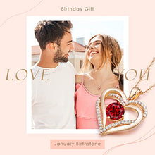 Load image into Gallery viewer, LOUISA SECRET Birthstone Necklace for Women, 925 Sterling Silver Pendant Necklace, 19inches Forever Love Heart Necklace, Rose Gold-Plated Necklace Jewelry Anniversary Birthday Gift for Women Wife Girl