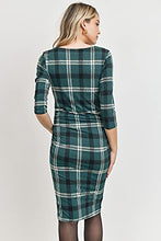 Load image into Gallery viewer, LaClef Women's Ruched Bodycon Basic Maternity Dress (Green/Multi Plaid, L)