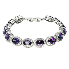 Load image into Gallery viewer, Oval Ladies Tennis Bracelet Garnet White Topaz Amethyst Citrine Peridot Pink Topza 7 inch (Amethyst)