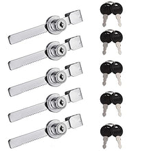 Load image into Gallery viewer, Kitmose Sliding Glass Door Ratchet Lock with Chrome Finish, Keyed Alike, Drawer Display Case Showcase Security Locks 5 Pack with 10 Keys, Fit Thickness 0.15"-0.3"