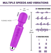 Load image into Gallery viewer, Powerful Vibrate Wand Massager with 20 Magic Vibration Modes Whisper Quiet Waterproof Personal Handheld Cordless for Neck Shoulder Back Body Massage Sports Recovery & Muscle Aches