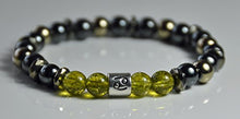 Load image into Gallery viewer, Zodiac Bracelet, Birthstone Bracelet, Peridot Hematite Grounding Mala Gemstone Bracelet, Prosperity Men Bracelet,