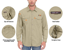 Load image into Gallery viewer, Little Donkey Andy Men's Long Sleeve Fishing Shirt with Detachable Sleeves, Breathable and Fast Dry Pale Khaki S