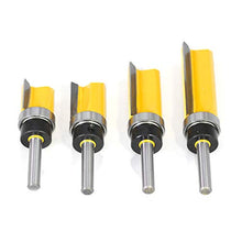 Load image into Gallery viewer, 4Pcs Pattern Flush Trim Router Bit Set 1/4 inch Shank Template Router Bits 1/2 inch Cutting Dia Woodworking Router Tool by CHoiKWong (1/2 inch Cutting Diameter, yellow)