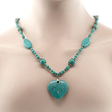 Load image into Gallery viewer, Gem Stone King 24inches Simulated Turquoise Howlite Necklace with Heart Shape Pendant & Earring Set