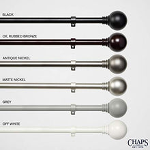 Load image into Gallery viewer, Chaps Ball ¾” Diameter Window Curtain Rod and Finial Set, 35"-66", Off White