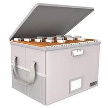 Load image into Gallery viewer, File Box with Lock,Oterri Fireproof Document Box Storage Organizer,Collapsible Waterproof Document Box Filing Box with Handle,Portable Home Office Safe Box for Hanging Letter/Legal Folder,Silver(15.35×12.2×10.2 inch)