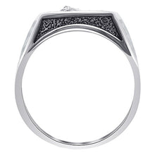 Load image into Gallery viewer, Men's Southwestern Style Turquoise Gemstone Wolf Sterling Silver Ring Size 9