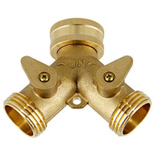 Load image into Gallery viewer, ATDAWN 2 Way Brass Hose Splitter, 3/4" Brass Hose Connectors, Y Connector Garden Hose Adapter