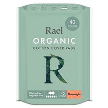 Load image into Gallery viewer, Rael Organic Cotton Cover Pads - Heavy Absorbency, Unscented, Ultra Thin Pads with Wings for Women (Overnight, 40 Count)