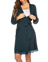 Load image into Gallery viewer, Ekouaer Womens Nuring Robe Soft Kimono Bathrobe Long Sleeve Delivery Sleepwear Robes Maternity Sleepwear with Pockets